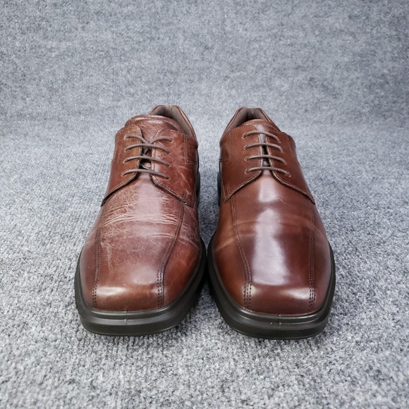 Ecco Helsinki 2 Shoes Mens Sz 9 Brown Leather Oxford Dress Bike Toe Derby *READ* - Picture 2 of 16